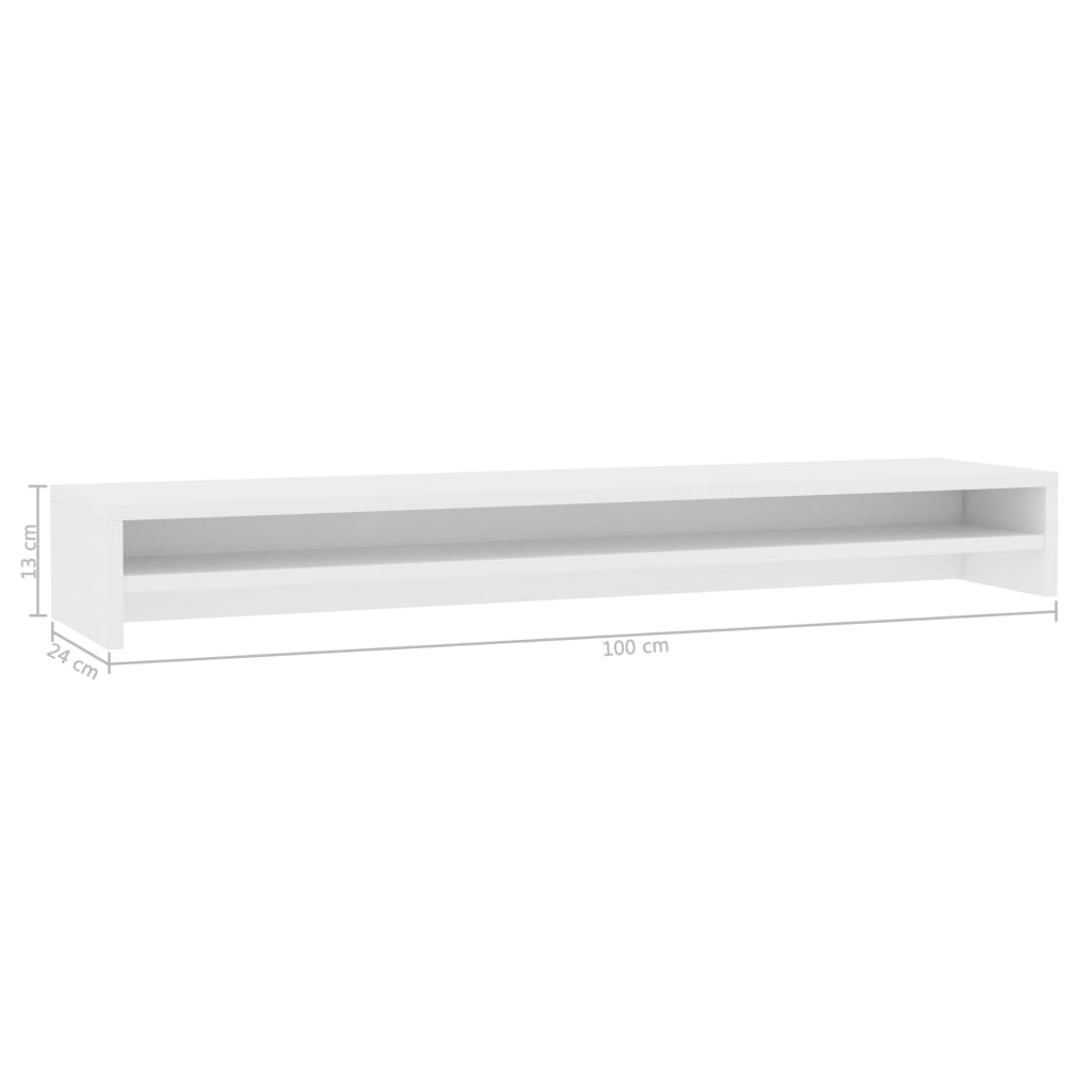 Monitor Stand White 100x24x13 cm Wood Material