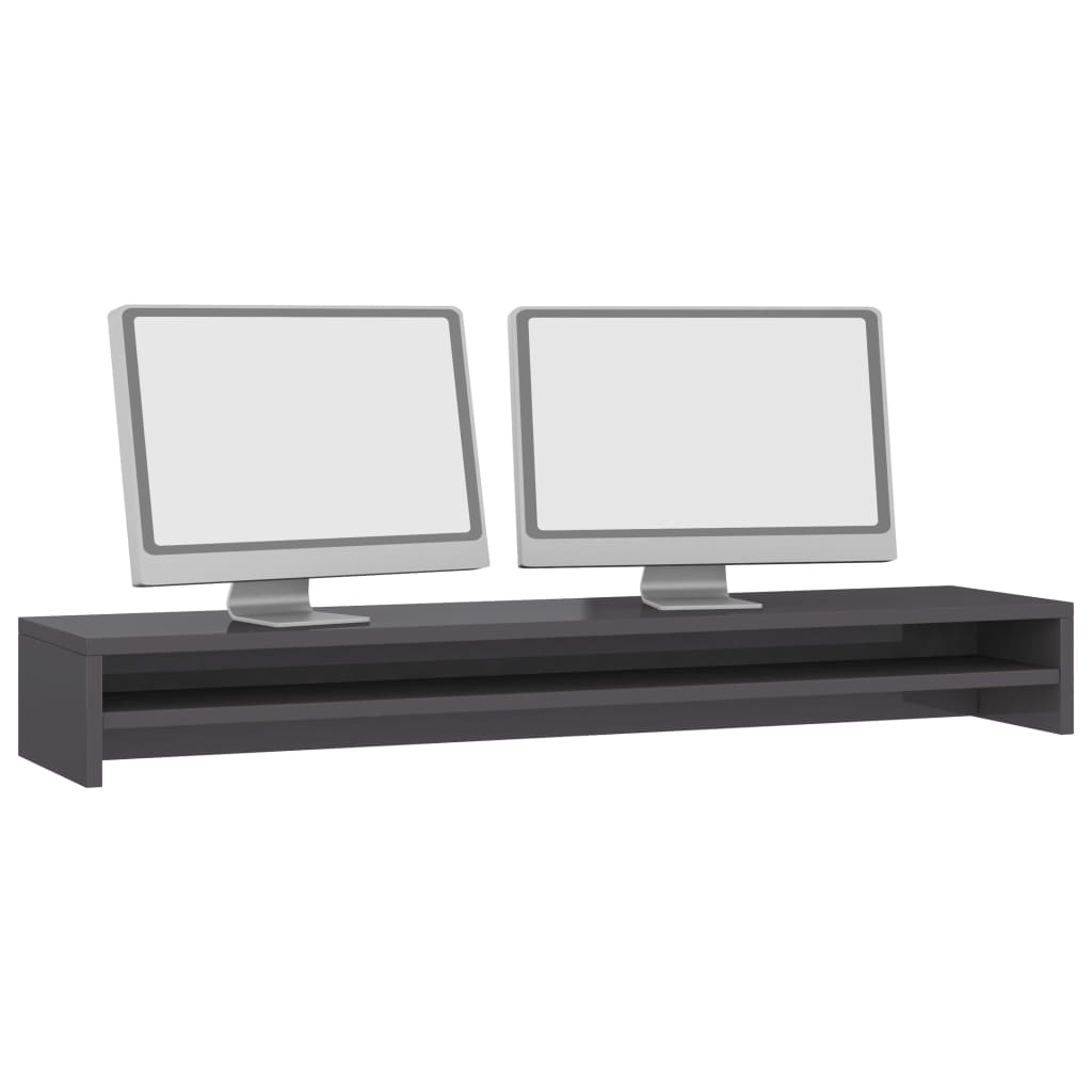 Monitor Stand High Gloss Grey 100x24x13 cm Wood Material