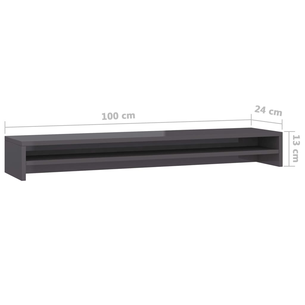 Monitor Stand High Gloss Grey 100x24x13 cm Wood Material