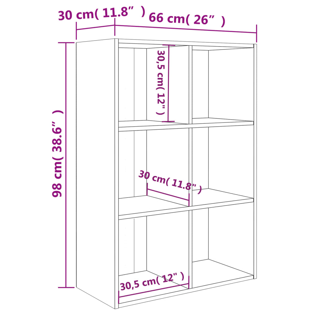 Bookcase/Sideboard White 66x30x98 cm Wood Material