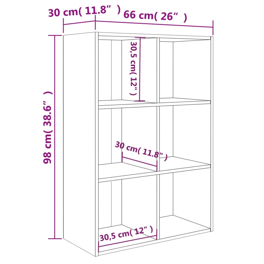 Bücherregal/Sideboard Schwarz 66x30x98 cm Holzwerkstoff