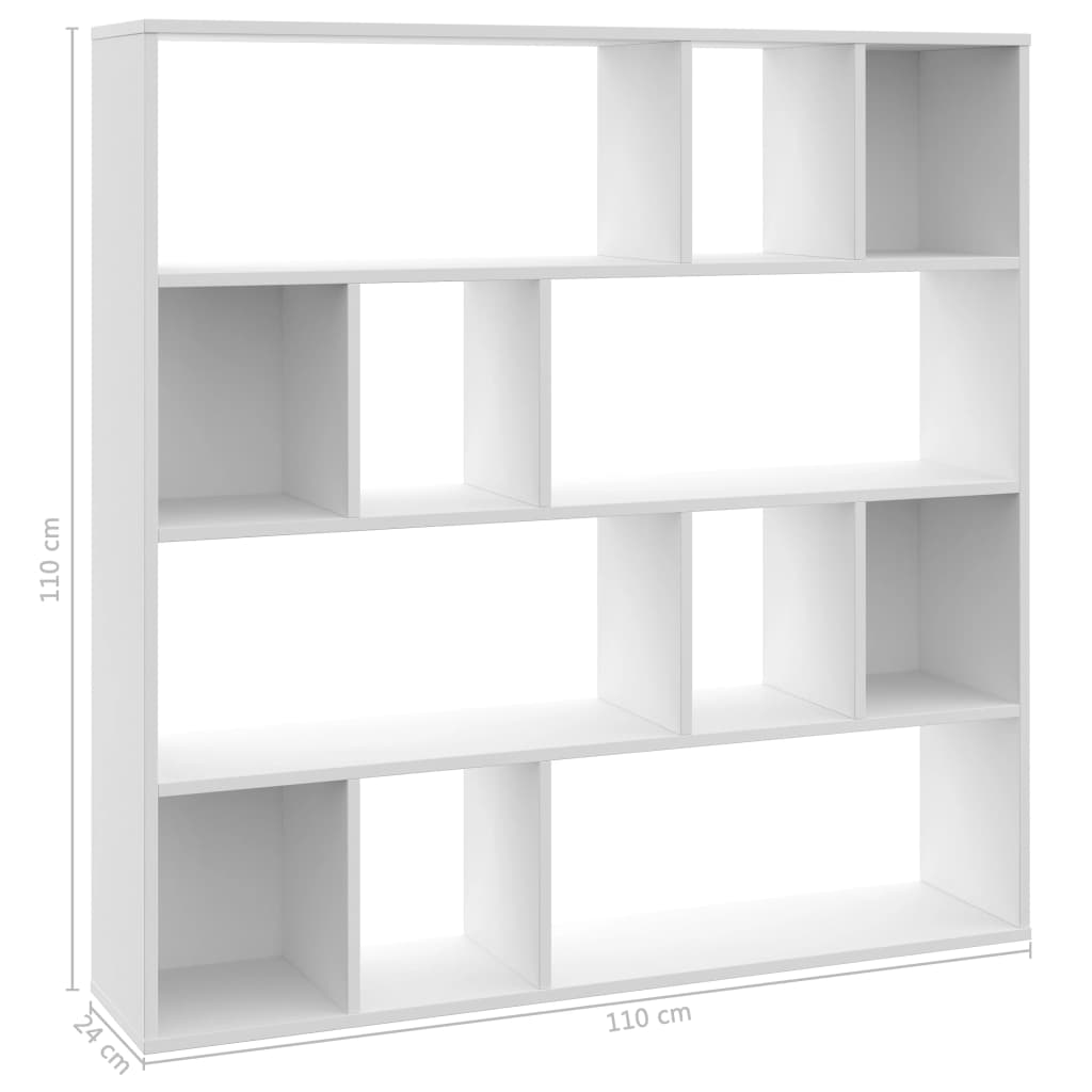 Raumteiler/Bücherregal Weiß 110×24×110 cm Holzwerkstoff