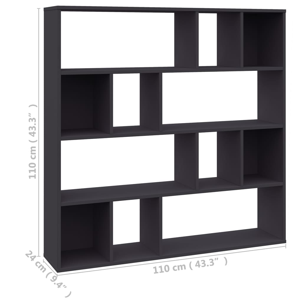 Raumteiler/Bücherregal Grau 110x24x110 cm Holzwerkstoff