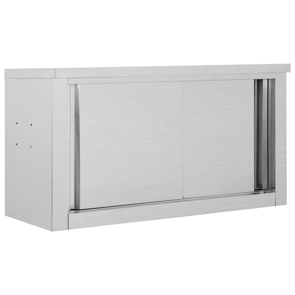 Wall cabinet with sliding doors 90×40×50 cm stainless steel