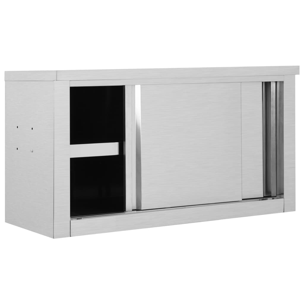 Wall cabinet with sliding doors 90×40×50 cm stainless steel