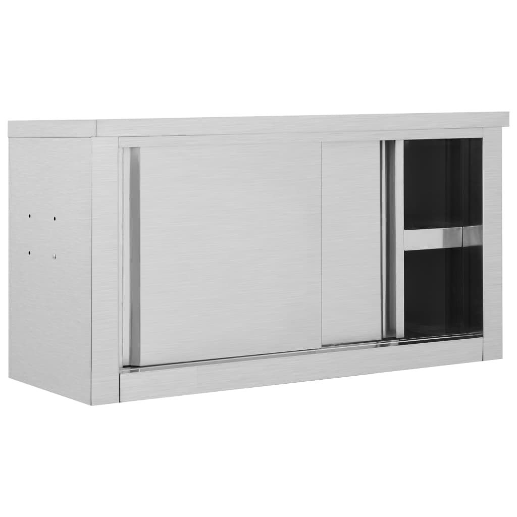 Wall cabinet with sliding doors 90×40×50 cm stainless steel