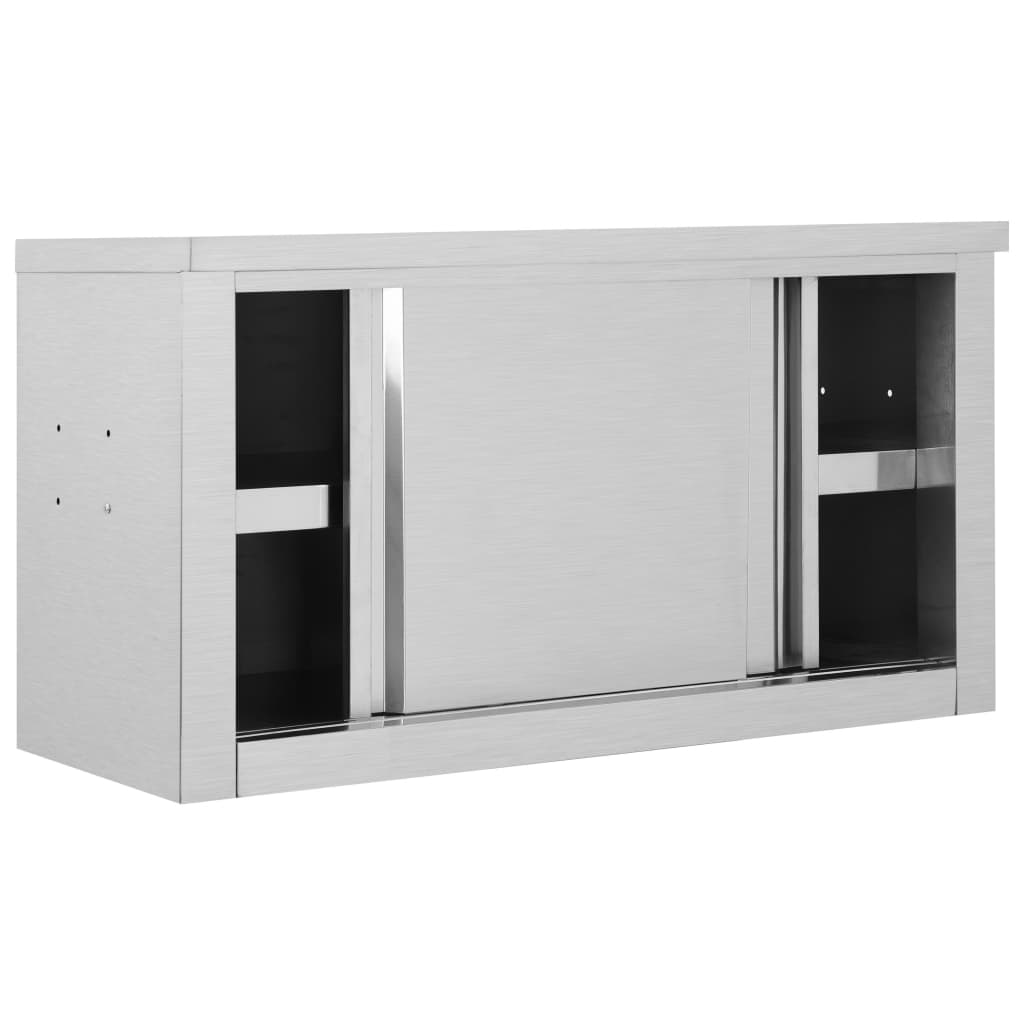 Wall cabinet with sliding doors 90×40×50 cm stainless steel