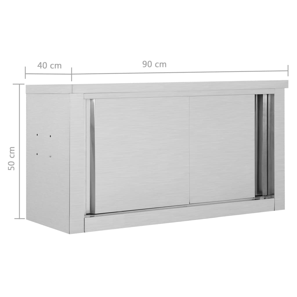 Wall cabinet with sliding doors 90×40×50 cm stainless steel