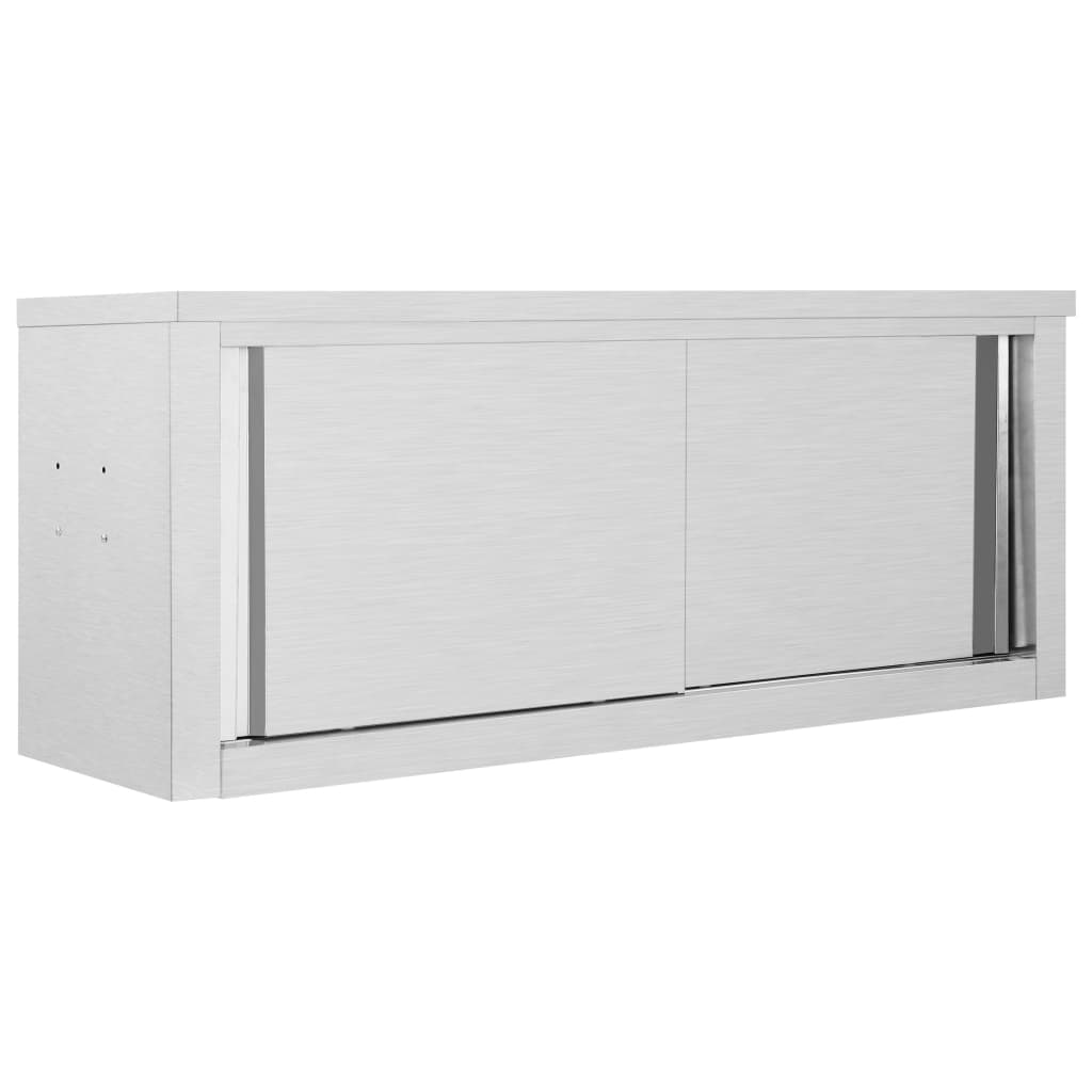 Wall cabinet with sliding doors 120×40×50 cm stainless steel