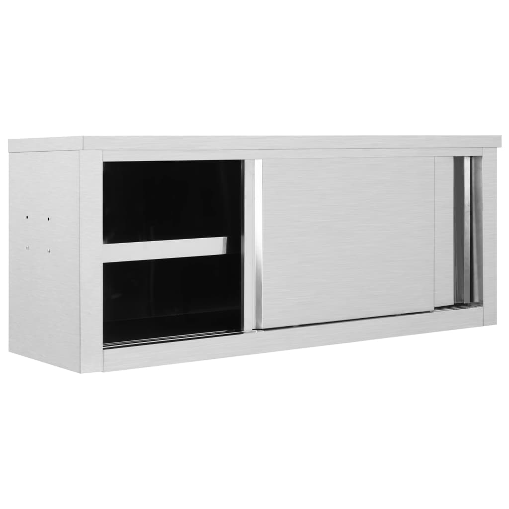 Wall cabinet with sliding doors 120×40×50 cm stainless steel