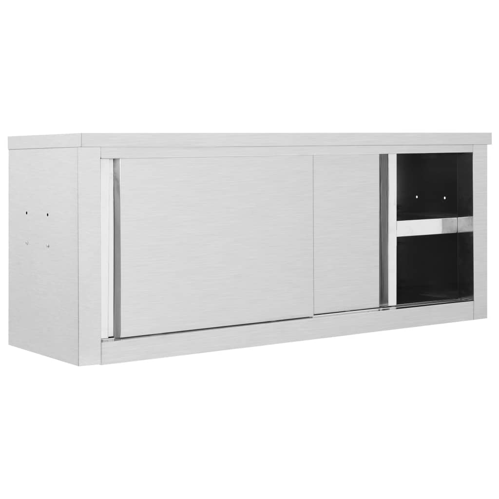 Wall cabinet with sliding doors 120×40×50 cm stainless steel