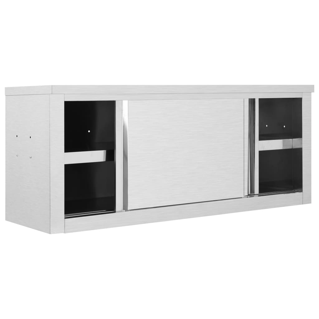 Wall cabinet with sliding doors 120×40×50 cm stainless steel