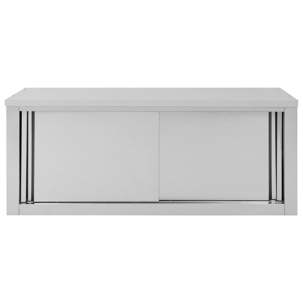 Wall cabinet with sliding doors 120×40×50 cm stainless steel