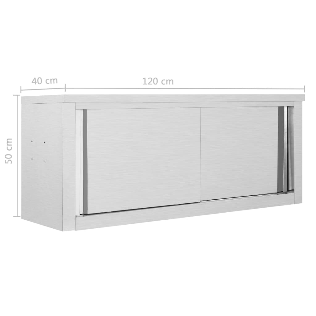 Wall cabinet with sliding doors 120×40×50 cm stainless steel