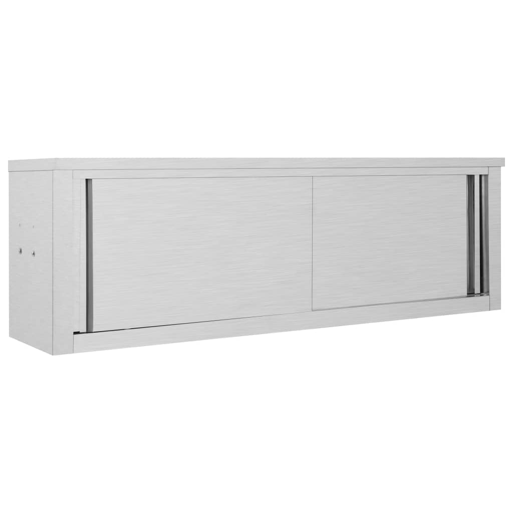 Wall cabinet with sliding doors 150×40×50 cm stainless steel