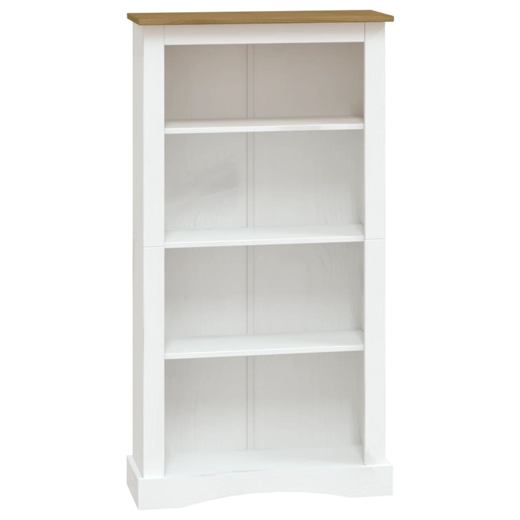 Bücherschrank 4 Fächer Mexiko-Stil Kiefernholz Weiß 80x29x150cm