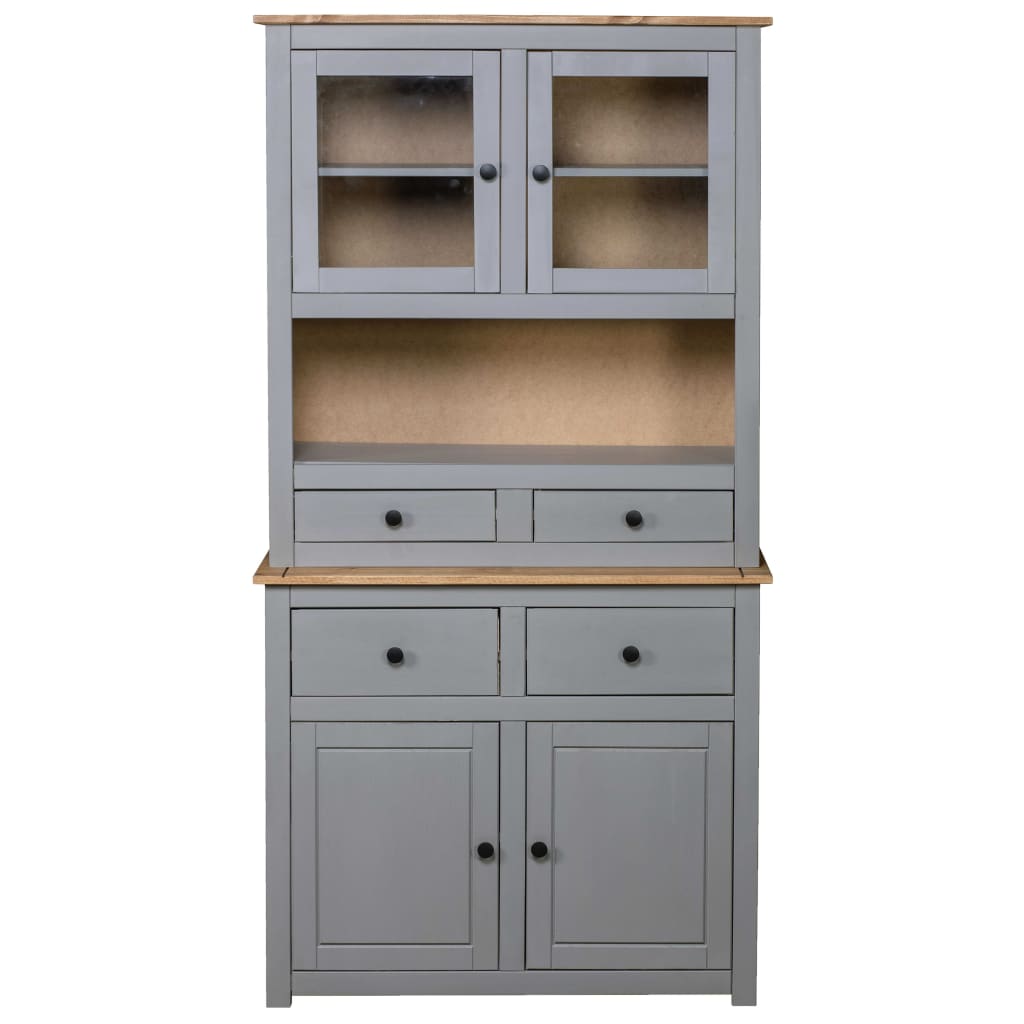 Highboard Grau 93x40,5x180 cm Kiefernholz Panama