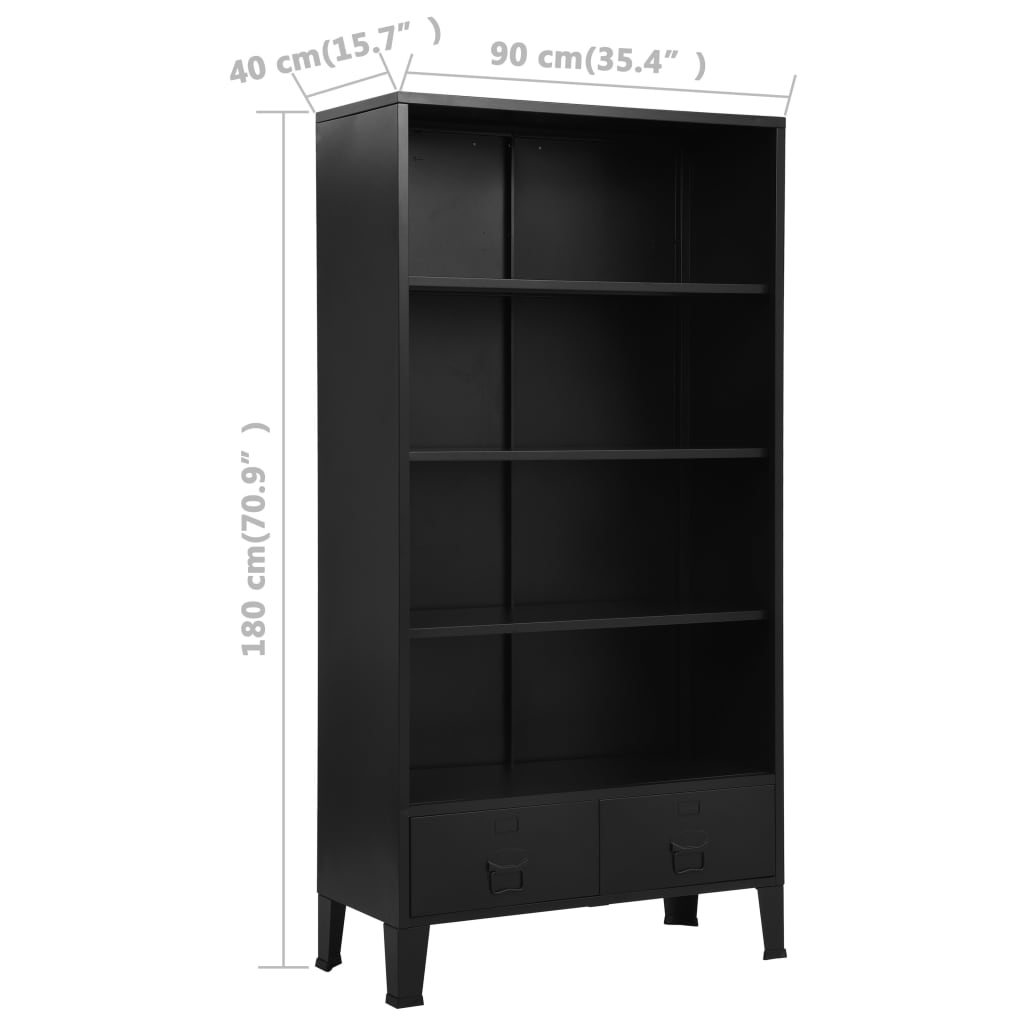 Bücherregal Industrie-Stil Schwarz 90x40x180 cm Stahl