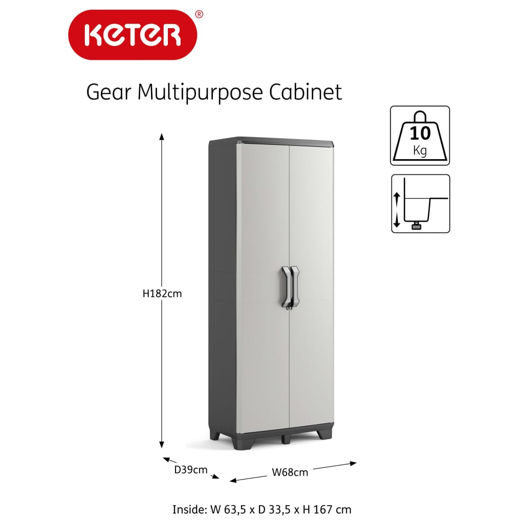 Multi-purpose cabinet Gear Black and Grey 182 cm