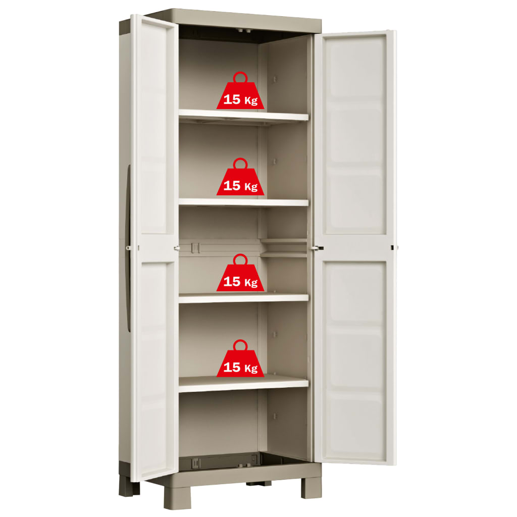 Storage cabinet with shelves Excellence Beige and Taupe 182 cm