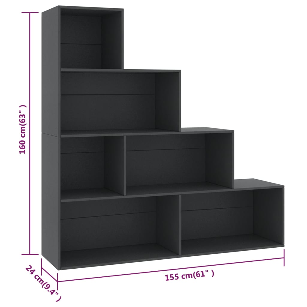 Bookshelf/Room Divider Grey 155x24x160 cm Wood Material