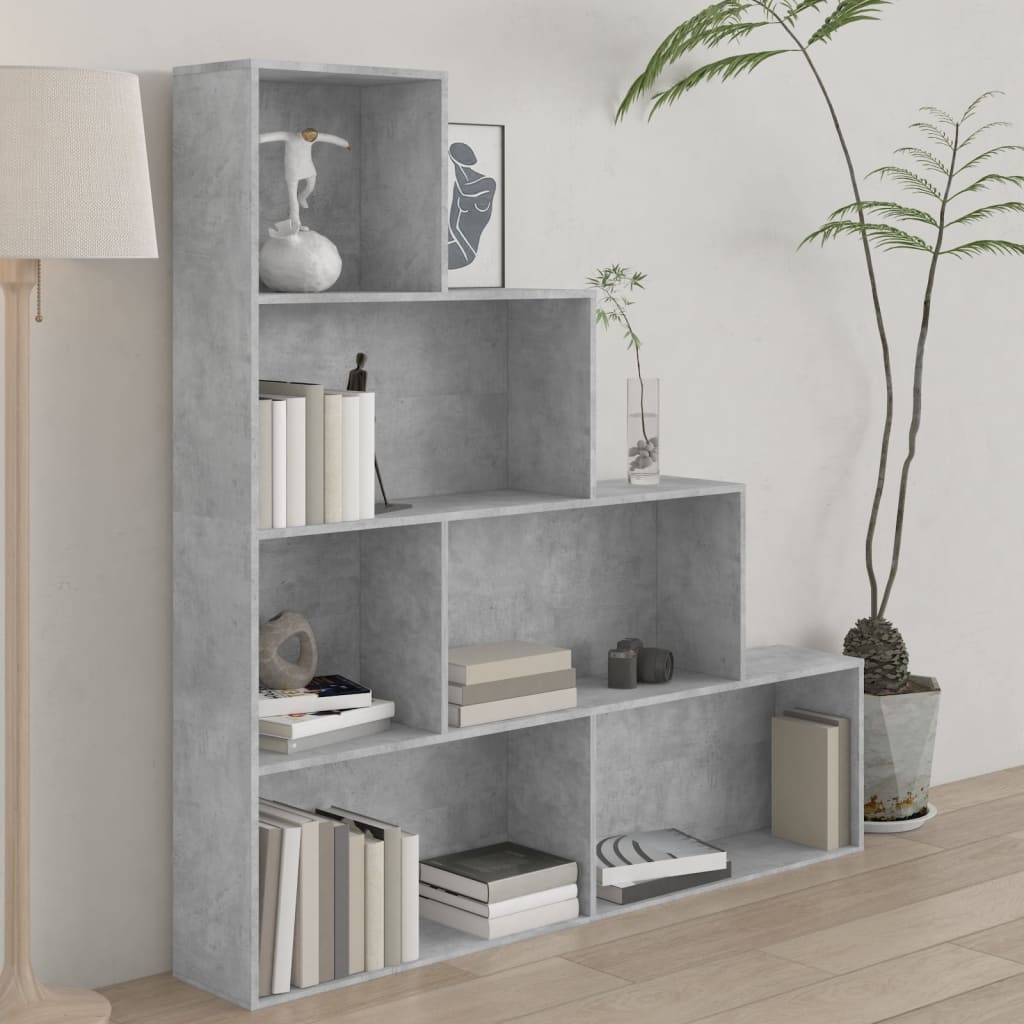 Bookshelf/Room Divider Concrete Grey 155x24x160 cm Wood Material