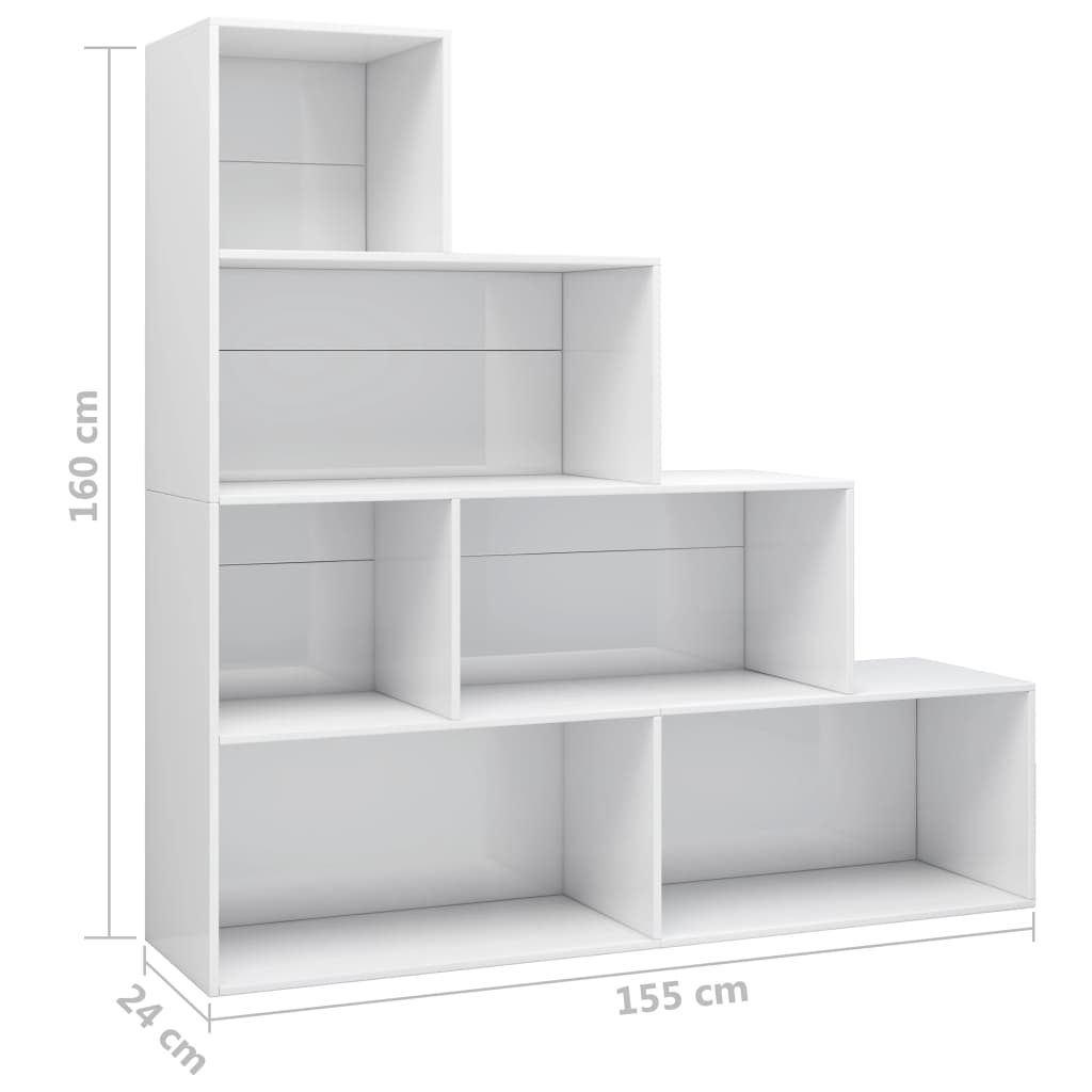 Bücherregal/Raumteiler Hochglanz-Weiß 155x24x160 cm