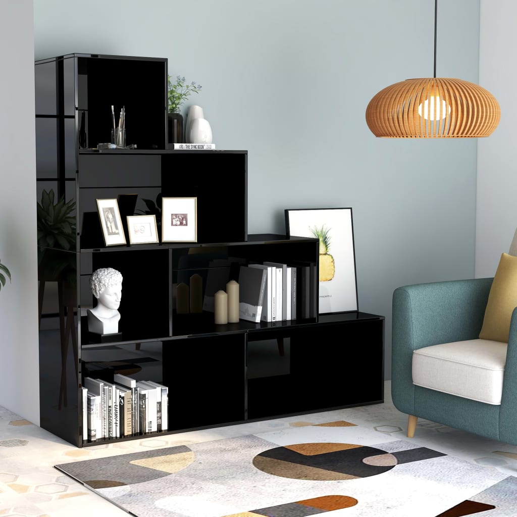 Bookshelf/Room Divider High Gloss Black 155x24x160 cm