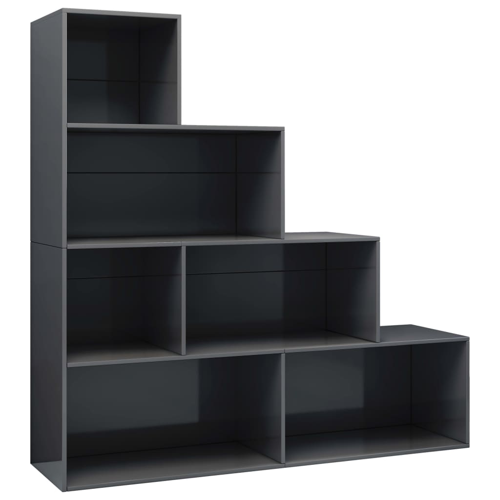 Bookshelf/Room Divider High Gloss Grey 155x24x160 cm