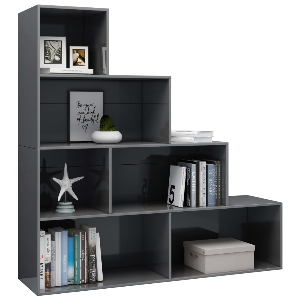 Bookshelf/Room Divider High Gloss Grey 155x24x160 cm