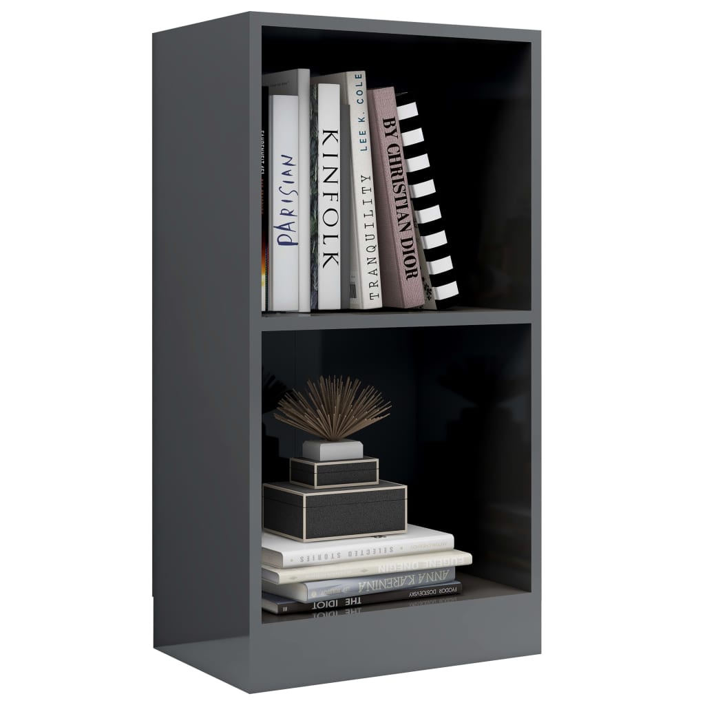 Bookshelf High Gloss Grey 40x24x75 cm Wood Material