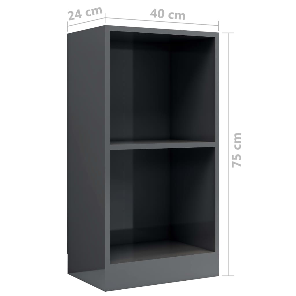 Bookshelf High Gloss Grey 40x24x75 cm Wood Material