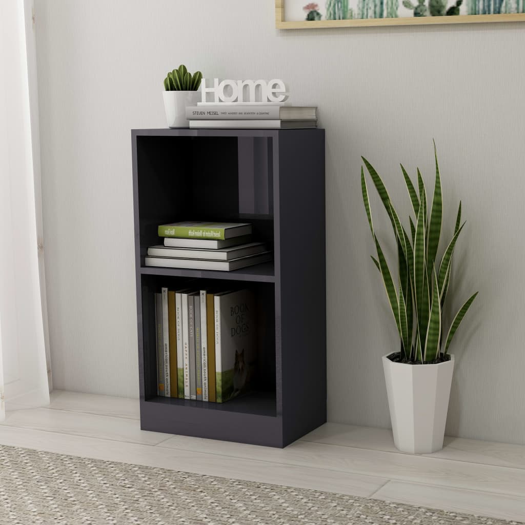 Bookshelf High Gloss Grey 40x24x75 cm Wood Material