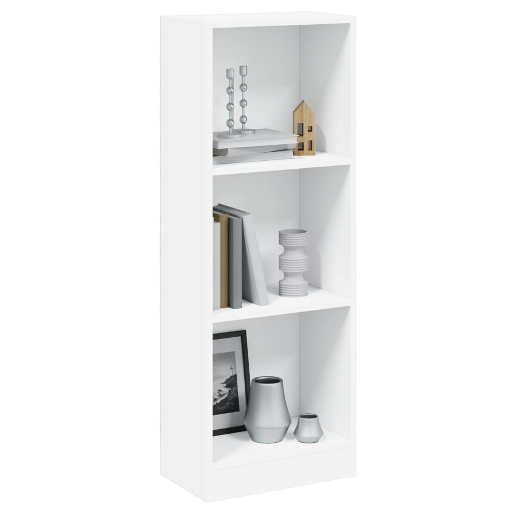 Bookcase 3 Compartments White 40x24x109 cm Wood Material