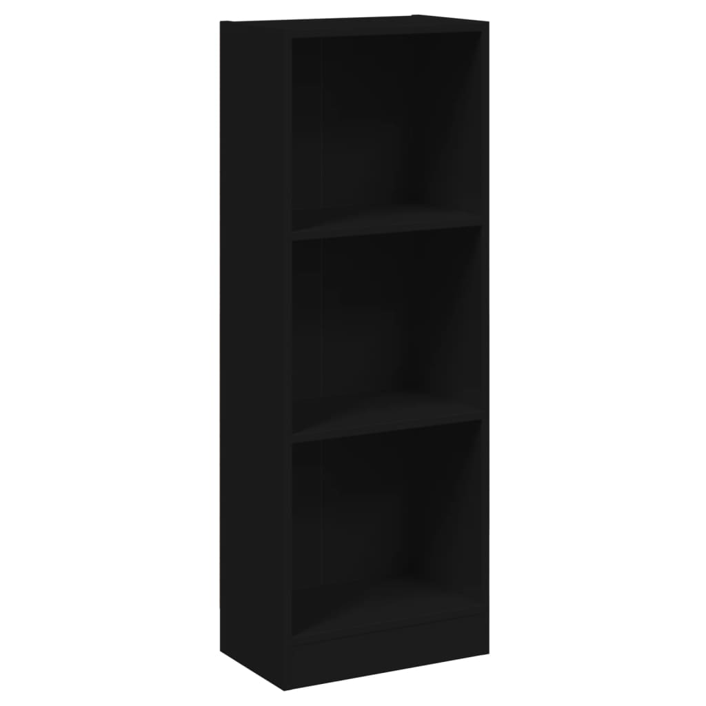 Bookcase 3 Compartments Black 40x24x109 cm Wood Material