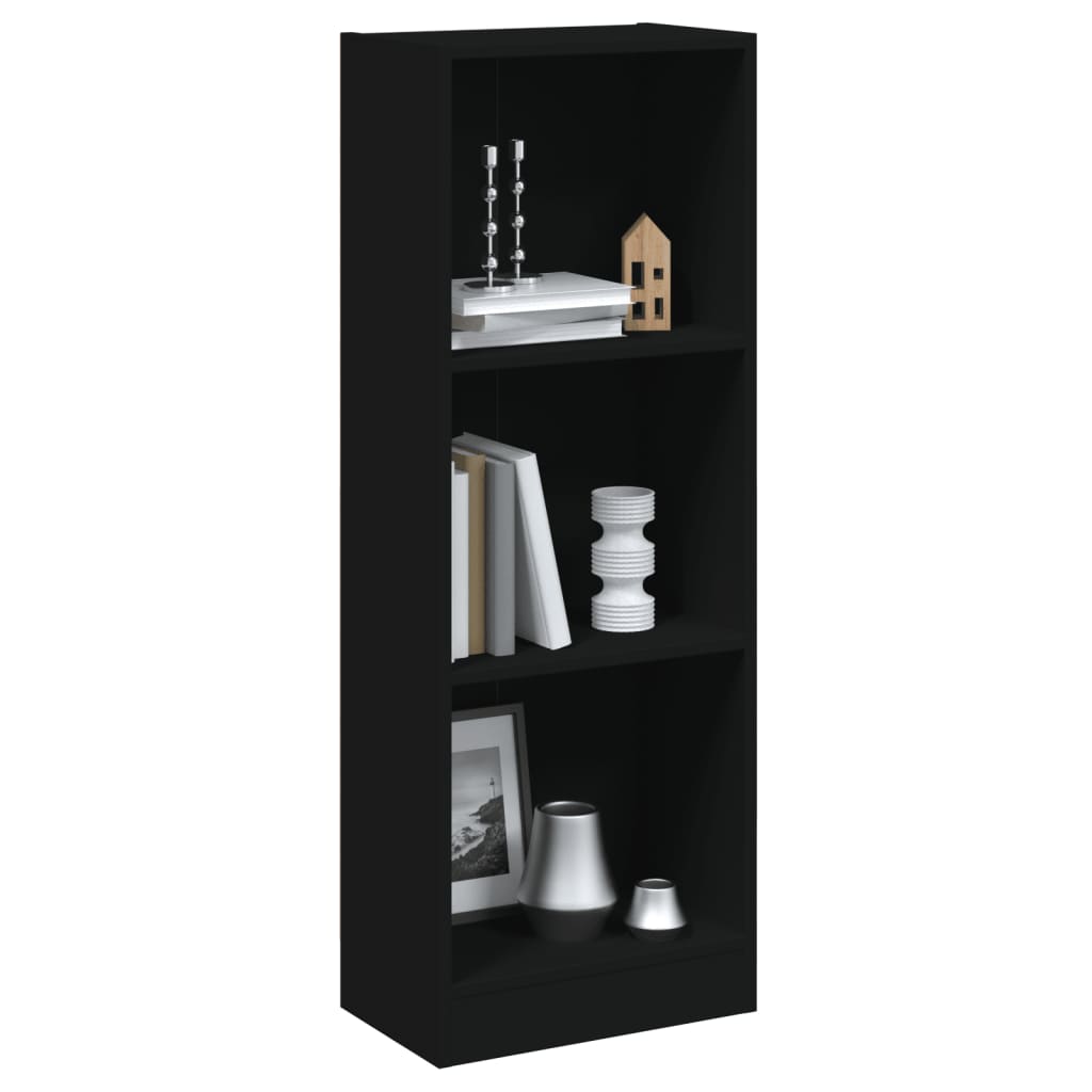 Bookcase 3 Compartments Black 40x24x109 cm Wood Material