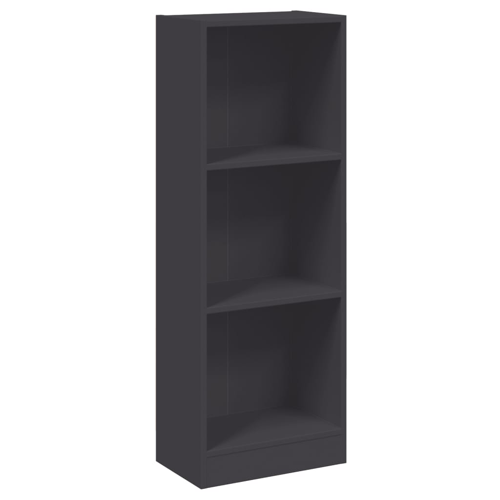 Bookcase 3 Compartments Grey 40x24x109 cm Wood Material