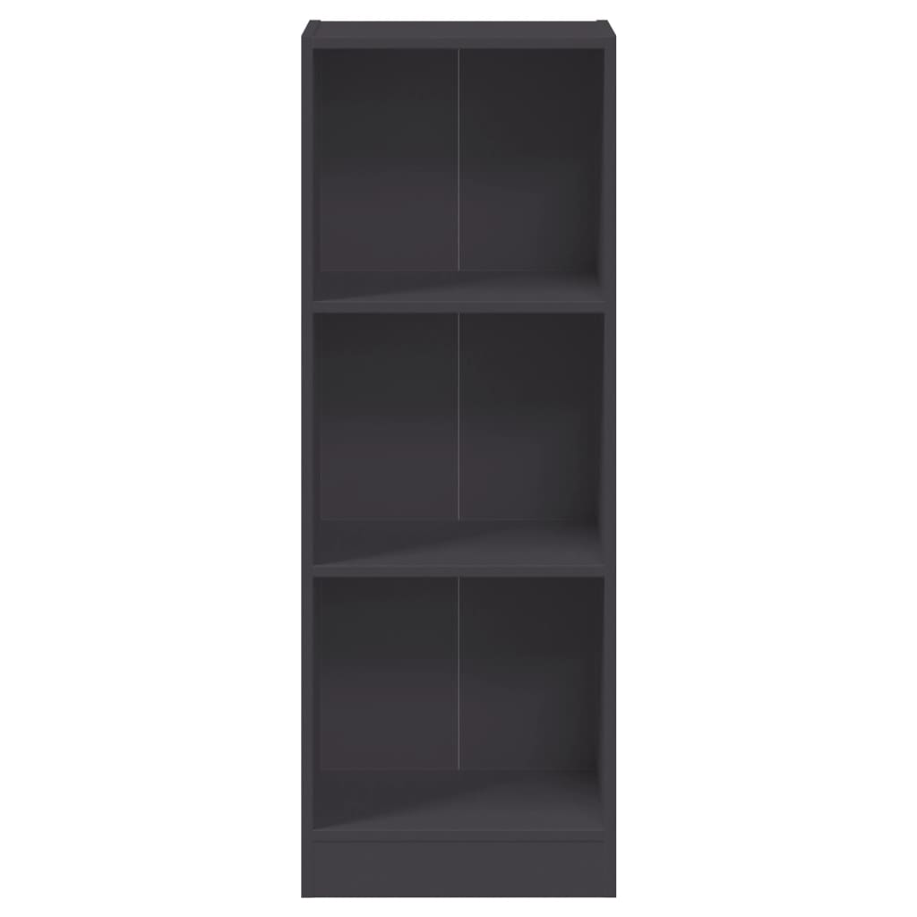 Bookcase 3 Compartments Grey 40x24x109 cm Wood Material