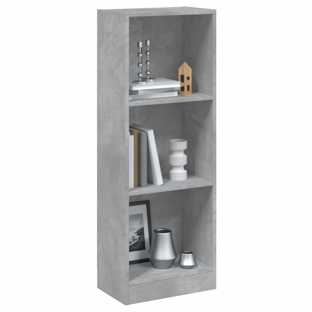 Bookcase 3 compartments concrete grey 40x24x109 cm wood material