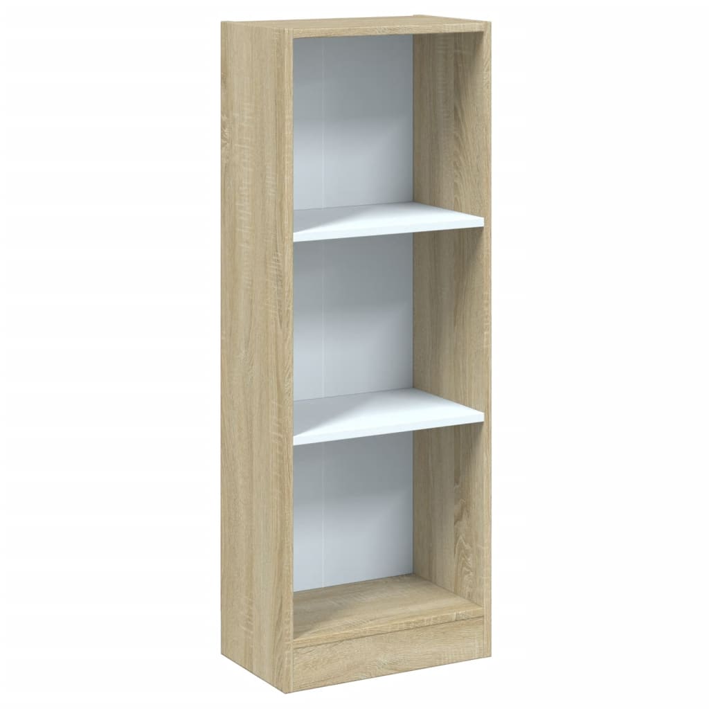 Bookcase 3 compartments white and Sonoma 40x24x109 cm wood material