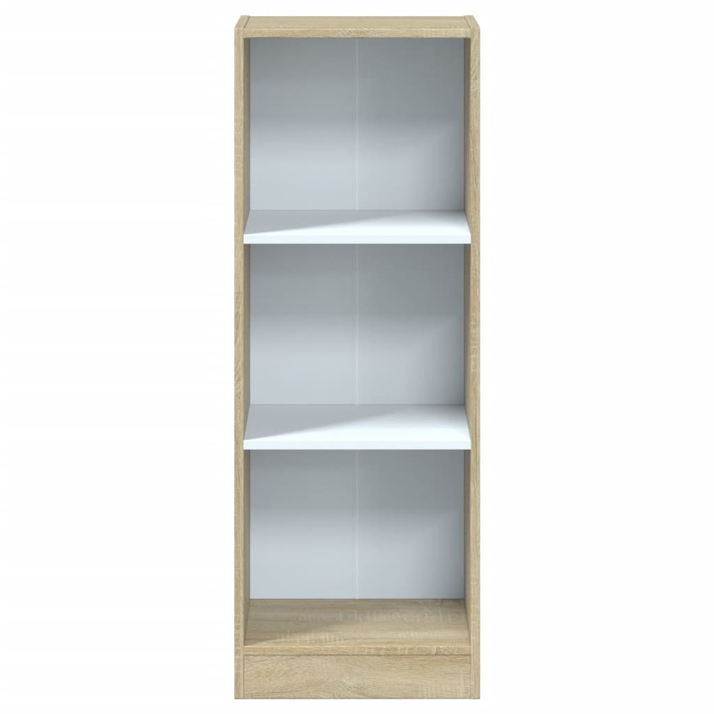 Bücherregal 3 Fächer Weiß und Sonoma 40x24x109 cm Holzwerkstoff