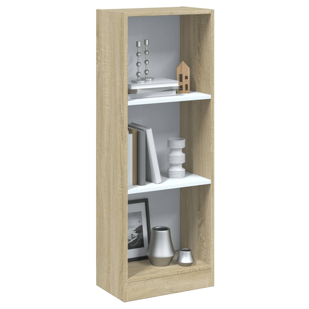 Bookcase 3 compartments white and Sonoma 40x24x109 cm wood material