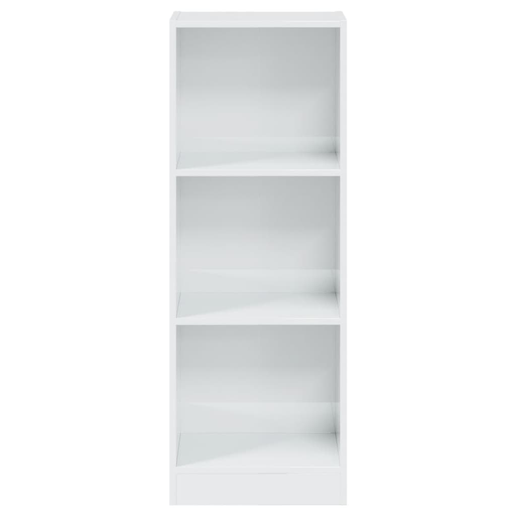 Bookcase 3 compartments high gloss white 40x24x109 cm wood material