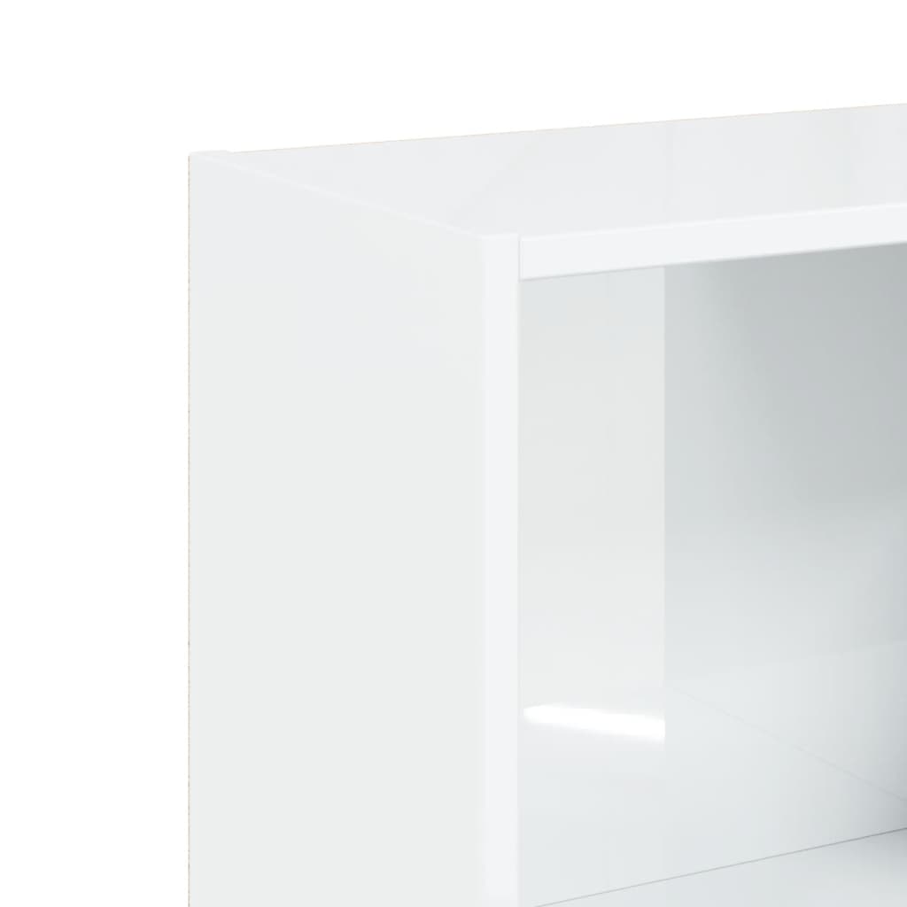 Bookcase 3 compartments high gloss white 40x24x109 cm wood material