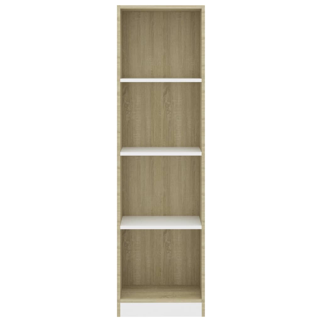 Bookcase 4 Compartments White Sonoma Oak 40x24x142 Wood Material