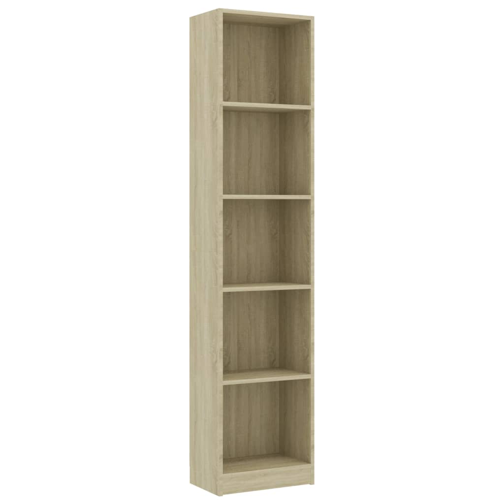 Bookcase 5 compartments Sonoma oak 40x24x175 cm wood material