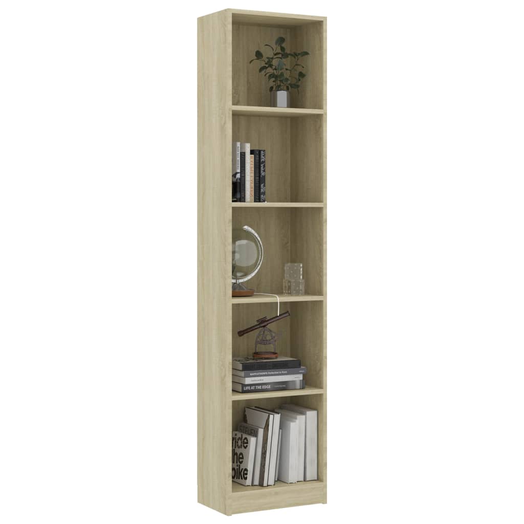 Bookcase 5 compartments Sonoma oak 40x24x175 cm wood material