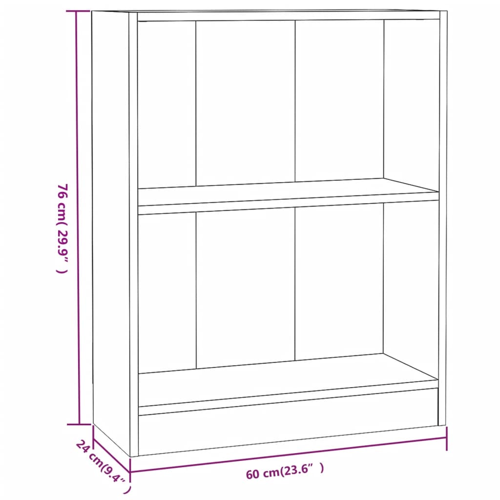 Bücherregal Grau 60x24x76 cm Holzwerkstoff