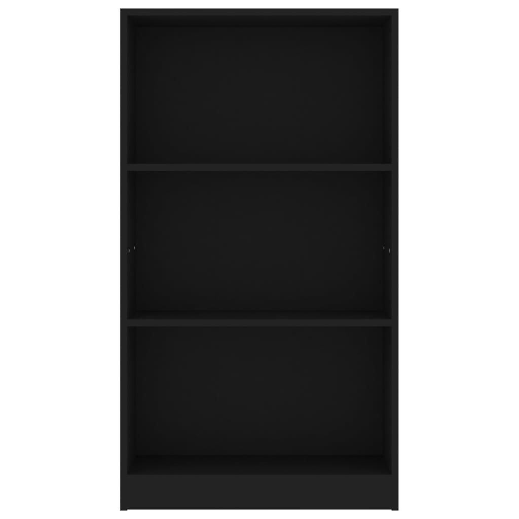 Bookcase 3 Compartments Black 60x24x109 cm Wood Material