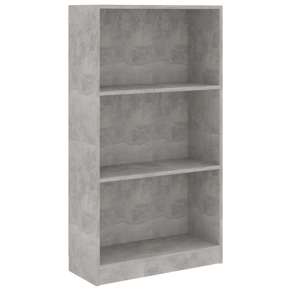 Bookcase 3 compartments concrete grey 60x24x109 cm wood material